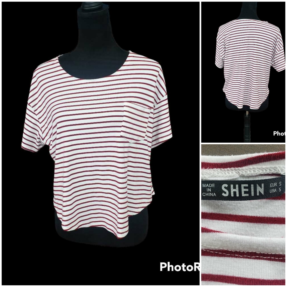 Shein Shirt, Red/White, Women's size S